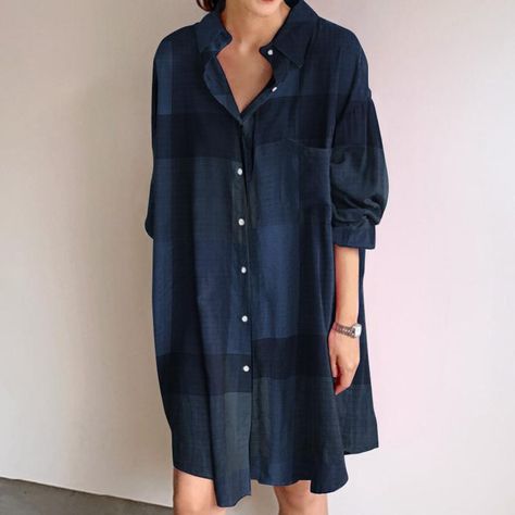 Womens Blouses Casual, Checked Shirt Dress, Sundress Casual, Summer Sundress, Cotton Linen Dresses, Short Summer Dresses, Family Party, Long Sleeve Plaid Shirt, Blouse Material