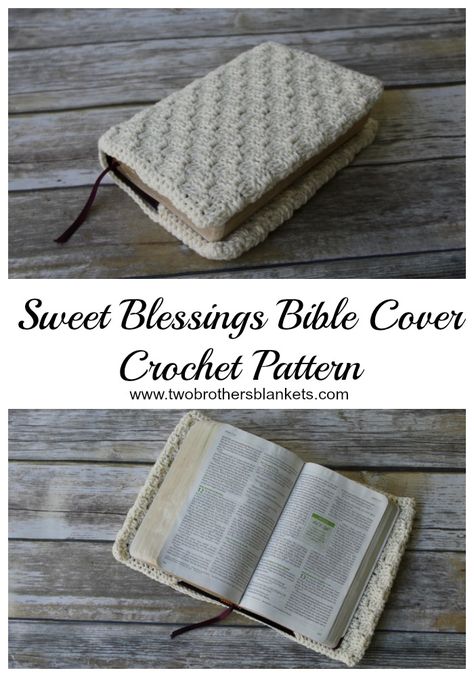 Crochet Pattern- Sweet Blessings Bible Crochet- Bible Cover Crochet Pattern- Two Brothers Blankets #crochet #crochetpatterns #bible #bookcover #yarn #yarnlove Crochet Book Cover Bible, Crochet Bible Case Free Pattern, Crochet Journal Cover Free Pattern, Crochet Books Free Download, Crocheted Bible Covers, Bible Crochet Patterns, Cross Stitch Book Cover, Diy Bible Accessories, Free Crochet Book Cover Patterns