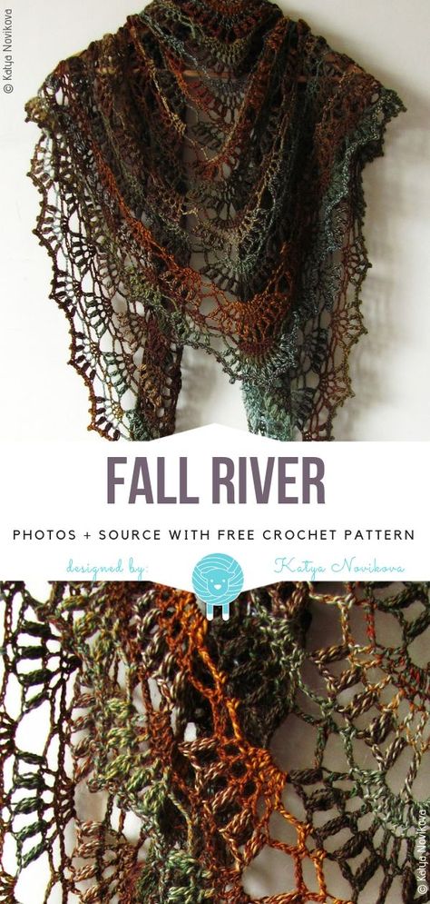 Fall River Shawl, Crochet Shawl Free, Crochet Lace Shawl, Earthy Hues, Irish Crochet Dress, Crochet Shawl Pattern Free, Crochet Shawls And Wraps, Fall River, Her Closet