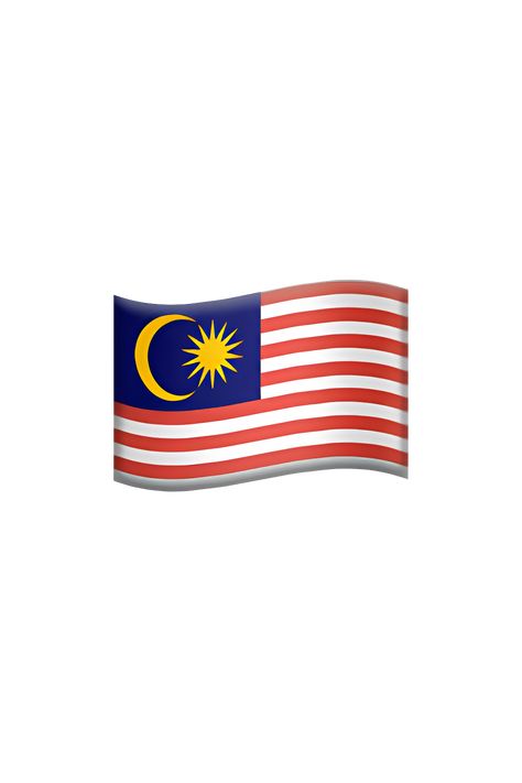 Flag Of Malaysia, Flag Malaysia, Yellow Crescent Moon, Flag Emoji, Apple Emojis, Malaysia Flag, Ios Emoji, Crescent Moon And Star, Easy Doodle