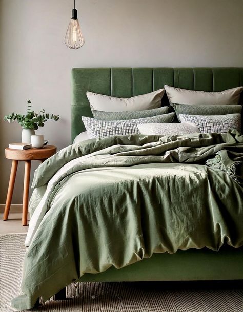 Turn your sleeping space into a sanctuary of calm with a sage green and cream bedroom. These soothing hues create a perfect backdrop for relaxation and Bedframe Aesthetic, Green Cream Bedroom, Sage Green And Cream Bedroom, Green And Cream Bedroom, Bedroom Renovation Ideas, Cream Bedroom, Sage Green And Cream, Cream Bedrooms, Farmhouse Patio