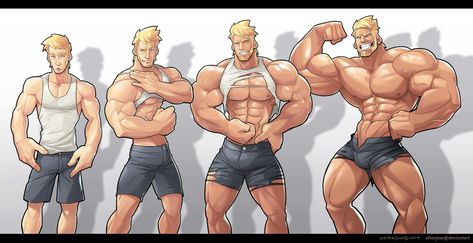 Muscle Growth | Bara | Know Your Meme Kiawe Pokemon, Best Bodybuilder, Muscular Development, Workout Chart, Big Muscles, Cartoon Man, Muscle Growth, Gay Art, Male Art