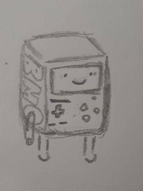 Bmo Adventure Time Doodle, Adventure Time Doodles Easy, Cute Weird Drawings, Sketch Book People, Things To Draw Cartoon, Cartoon Art Simple, Bmo Drawing, Random Art Doodles, Easy Character Drawings