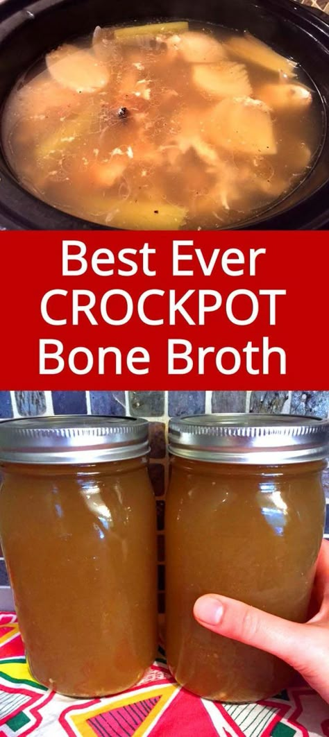 How To Make Bone Broth From Rotisserie Chicken, Bone Broth Recipe Chicken, Crockpot Bone Broth, Healing Broth, 131 Method, Slow Cooker Bone Broth, Chicken Bone Broth Recipe, Homemade Broth, Making Bone Broth