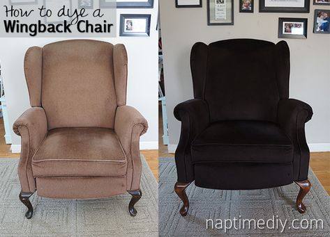 How to Dye a Wingback Chair, before and after | How to Dye a… | Flickr How To Dye Furniture, How To Dye A Couch, Dye A Couch, Rit Dye Furniture, Furniture Dye, How To Clean Upholstery, Color Couch, Dye Projects, Clean Upholstery