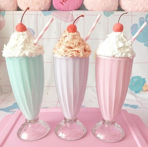 Pastel Kawaii Food! Milkshake! www.CuteVintageToys.com  Hundreds Of  Vintage Toys From The 80s & 90s! Follow Me & Use The Coupon Code PINTEREST For 10% Off Your ENTIRE Order!  Dozens of G1 My Little Ponies, Polly Pockets, Popples, Strawberry Shortcake, Care Bears, Rainbow Brite, Moondreamers, Keypers, Disney, Fisher Price, MOTU, She-Ra Cabbage Patch Kids, Dolls, Blues Clus, Barney, Teletubbies, ET, Barbie, Sanrio, Muppets, Sesame Street, & Fairy Kei Cuteness! Pastel Treats, Aesthetic Candy, Bakery Decor, American Graffiti, Kawaii Diy, Kawaii Plushies, Aesthetic Pastel, Rose Pastel, Kawaii Room