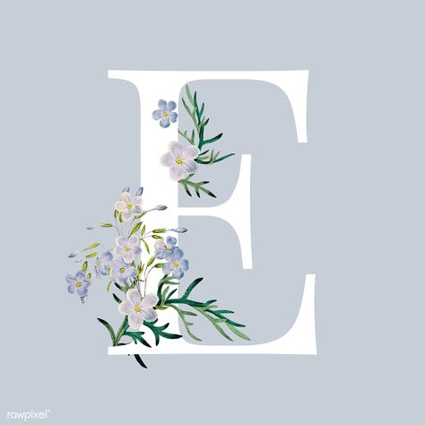 White letter E decorated with hand drawn blue phlox vector | free image by rawpixel.com / sasi E Wallpaper, Floral Alphabet, Lettering Alphabet Fonts, Alphabet Fonts, Flower Letters, Letter E, Planner Cover, Lettering Alphabet, Premium Vector