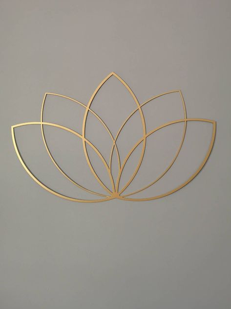 Lotus Decor, Lotus Wall Art, Gold Metal Wall Art, Lotus Flower Logo, Arte Yoga, Lotus Logo, Modern Office Decor, Yoga Studio Decor, Gold Wall Decor