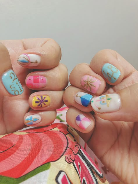 Small World Nails, Epcot Nails, Disney Manicures, Disney Manicure, Disney World Nails, Nails Girly, California Nails, Disneyland Nails, Biab Nails