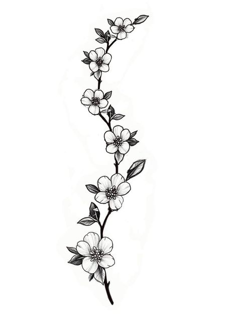 Flowers On A Vine Tattoo, Flower Vine Tattoos For Women, Vine With Flowers Tattoo, Flower Vine Drawing, Floral Vine Tattoos, Vine Spine Tattoo, Flower Cover Up Tattoo, Flower Vine Tattoos, Wrap Around Tattoo