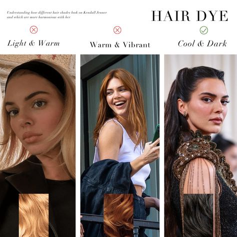 What are your thoughts on Kendall's new blonde hair? Do you enjoy hair dye outside of your palette because it can create more of a statement at times? ⁠ ⁠ From a colour analysis perspective, warm-toned hair is out of harmony with Kendall's essence. ⁠ ⁠ If she wanted to experiment with Winter palette hair dye, plum and deep cherry's would work harmoniously with her 🤍⁠ .⁠ #coloranalysis #colouranalysis #coloranalyst #kendalljenner #winterpalette New Blonde Hair, True Winter Palette, Toned Hair, Colour Season, Color Seasons, Winter Palette, Colour Analysis, True Winter, Seasonal Color Analysis