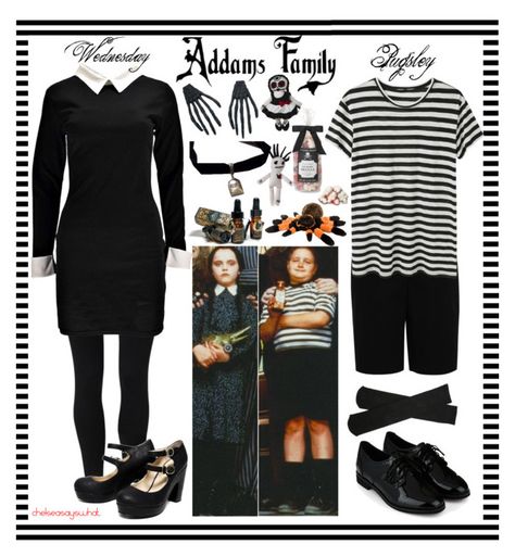 "Wednesday & Pugsley - The Addams Family" by chelseasayswhat ❤ liked on Polyvore Addams Family Pugsley Costume, Diy Pugsley Addams Costume, Wednesday Addams And Pugsley, Pugsly Addams Costume, Halloween Costumes Addams Family, Pugsley Addams Costume, Wednesday Pugsley, Addams Family Costume, Addams Outfit