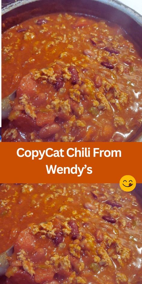 Craving the classic flavors of Wendy's chili but want to make it at home? Look no further than this Homemade Wendy's Copycat Chili recipe! Made with simple ingredients like ground beef, beans, and savory spices, this chili is hearty, comforting, and perfect for chilly nights. Whip up a batch and enjoy the taste of your favorite fast-food chili in the comfort of your own kitchen. Taste Of Home Chili Recipes, Wendy's Copycat Chilli, Chili Recipe Taste Of Home, Recipes Copycat Wendy’s Chili, Wendy’s Crockpot Chili, Hamburger Chili, Wendy’s Copycat Chili Instant Pot, Copy Cat Wendy’s Chili, Wendy’s Chili