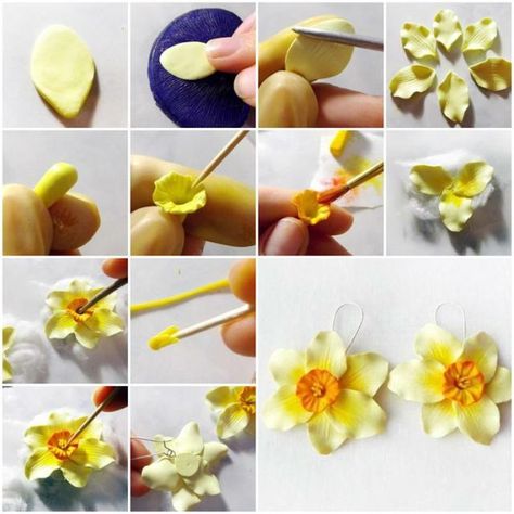 20+ DIY Beautiful Polymer Clay Flower Step By Step - Art & Craft Ideas Cercei Din Lut Polimeric, Polymer Clay Kunst, Clay Models, Fondant Flower Tutorial, Săpunuri Handmade, Soap Flowers, Flower Step By Step, Polymer Flowers, Polymer Clay Flower Jewelry