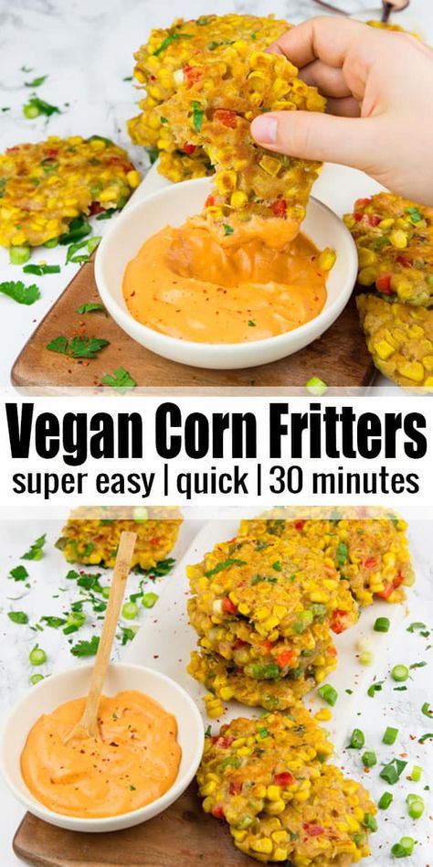 Vegan Corn Fritters, Diner Recept, Corn Fritters, Think Food, Rigatoni, Chicken Casserole, Linguine, Delicious Vegan Recipes, Keto Dinner