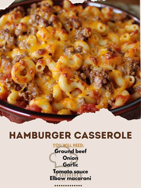 Macaroni And Beef, Macaroni Casserole, Country Food, Hamburger Casserole, Macaroni Recipes, Mac Cheese Recipes, Baked Macaroni, Hearty Meal, Elbow Macaroni