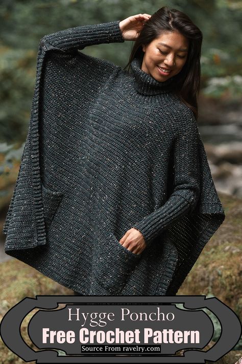 Crochet For Spring, Crochet Fall Patterns, Free Crochet Poncho Patterns, Crochet Poncho With Sleeves, Crochet Poncho Patterns Easy, Fall Poncho, Poncho With Sleeves, Poncho Patterns, Crochet Poncho Free Pattern