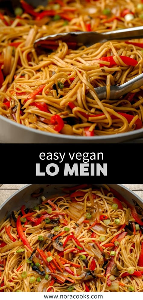 Vegan Noodle Sauce, Vegan Lo Mein Recipe, Low Main Noodles, Homemade Lo Mein, Lo Main, Vegan Lo Mein, Lo Mein Sauce, Nora Cooks, Witch's Kitchen