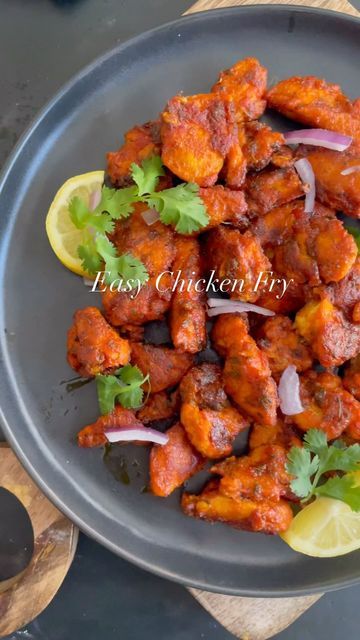 Shenaz | Food | Easy Recipes | 📍Canada on Instagram: "Easy chicken fry ~ SAVE & try ! . Recipe 500 gms chicken boneless cubed Salt as needed 1 tbsp ginger garlic paste 1/4 tsp pepper powder 1 tsp turmeric powder 1 tsp chilli powder 1/2 tsp coriander powder 1 tsp tandoori masala 1 tbsp kasuri methi 1 tbsp mustard oil 2 tbsp cornstarch 1/2 lemon juice Oil for frying Marinate chicken with above ingredients and shallow fry in oil till crisp. #chickenfry #chickenrecipe #chickentikka #tandoorichicken #nonveg #canadá" Food Easy Recipes, Kasuri Methi, Party Chicken, Homemade Fried Chicken, Marinate Chicken, Chicken Fry, Ginger Garlic Paste, Tandoori Masala, Chicken Masala