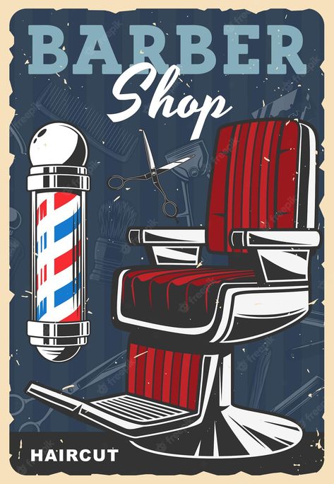 Premium Vector | Barbershop retro poster, haircut stylist salon vintage banner Barber Shop Poster, Barbershop Poster, Barber Poster, Barber Shop Vintage, Barber Shop Haircuts, Images Pop Art, Barber Haircuts, Barber Equipment, Barber Logo