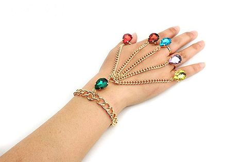 Gsmart Avengers Infinity War Gauntlet Infinity Stones Bracelet Thanos Gauntlet, Chain Ring Bracelet, Thanos Infinity Gauntlet, Marvel Jewelry, The Infinity Gauntlet, Infinity Stones, Ring Bracelet Chain, Avengers Infinity, Hand Bracelet