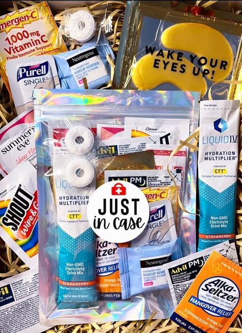 Just in Case Hangover Kit Fully Assembled Holographic Bag Bachelorette Party Essentials, Recovery Kit, Wedding Kit, Boozebag, Party Favors - Etsy Adult Party Bags, Bachelorette Party Essentials, Hangover Bag, Bachelorette Hangover Kit, Bachelorette Party Favor Bags, Big Little Basket, Holographic Bag, Wedding Kit, Preschool Activities Toddler