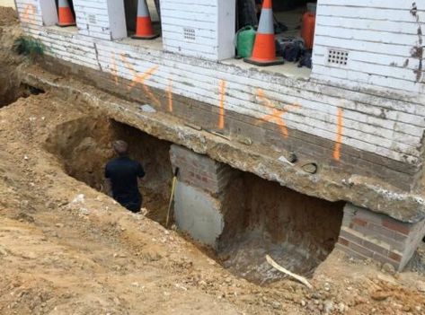 Underpinning of Foundations Sump Pump Installation, Ing Civil, House Foundation, Foundation Repair, Waterproofing Basement, House Construction Plan, Sump Pump, Construction Work, Tree Roots