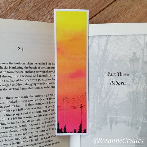 Diy Collage, Creative Bookmarks, Watercolor Sky, Bookmark Craft, Watercolor Sunset, Watercolor Bookmarks, Cute Canvas Paintings, Watercolour Inspiration, Watercolor Paintings Easy