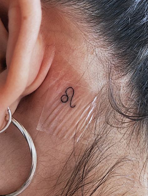 Lion Tattoo Behind Ear, Behind The Ear Leo Tattoo, Leo Symbol Behind Ear, Leo Tattoo Behind The Ear, Leo Sign Tattoo Behind Ear, Leo Tattoo Hand, Leo Ear Tattoo, Leo Behind Ear Tattoo, Zodiac Sign Tattoo Behind Ear