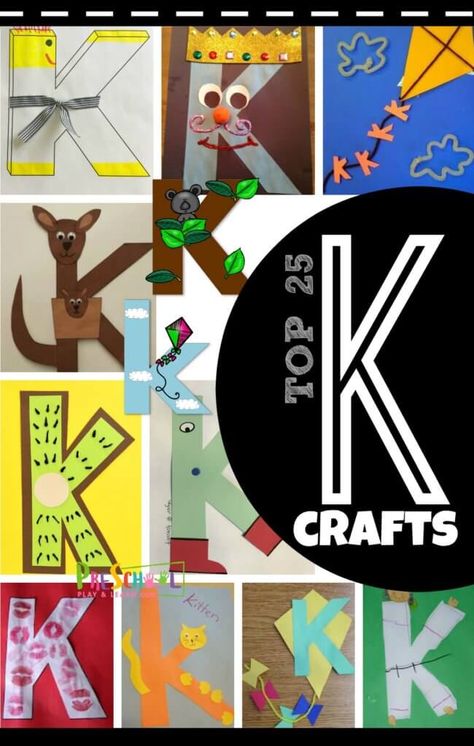 TOP 25 Letter K Crafts - so many fun, creative, and unique alphabet crafts for both uppercase and lowercase letter k. Perfect for letter of the week unit for toddler, preschool, prek, and kindergarteners #preschool #kindergarten #alphabet Letter K Ideas For Preschool, Letter K Crafts For Preschoolers Kite, K Art Preschool, Letter K Kindergarten Activities, K Letter Craft Preschool, K Is For Craft Preschool, The Letter K Preschool, K Letter Activities For Preschoolers, K Letter Craft