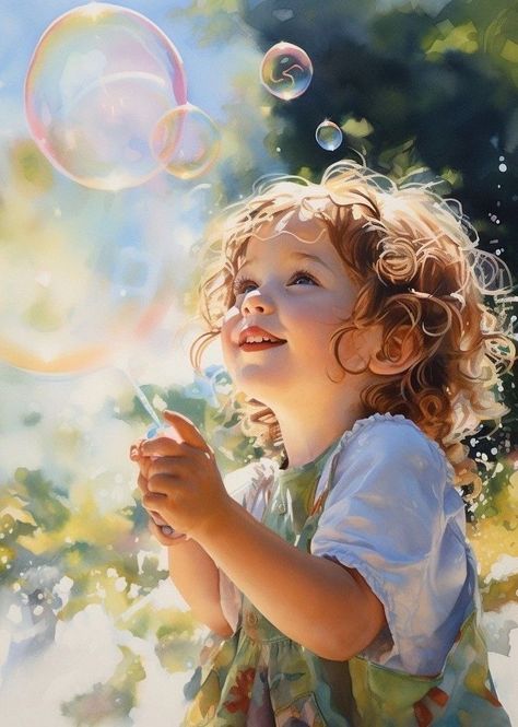 Andermatt, 얼굴 그리기, Blowing Bubbles, 수채화 그림, Soap Bubbles, Kids Portraits, Watercolor Portraits, الرسومات اللطيفة, Whimsical Art