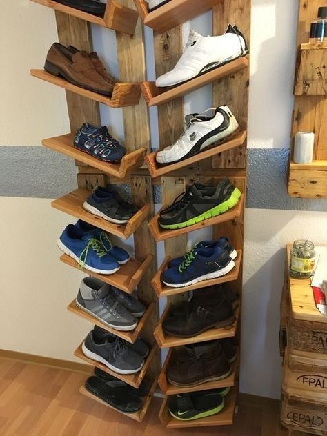 New Home Aesthetic, Wooden Shoe Rack Designs, Wall Wardrobe Design, Wall Bookshelf, Diy Shoe Rack, Wooden Shoe Racks, Shoe Rack Closet, Shoe Rack Living Room, Seni Dan Kraf