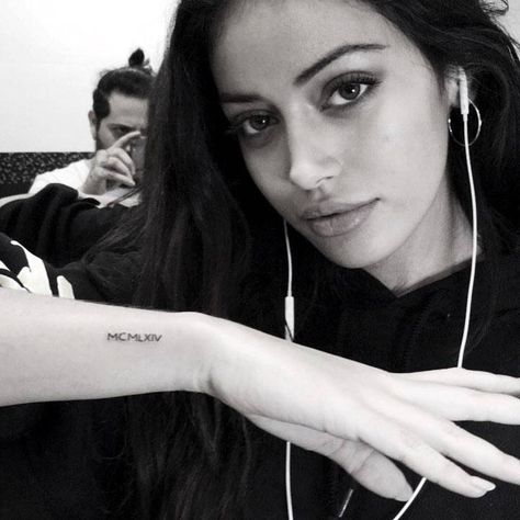 MCMLXIV tattoo in on Cindy Kimberly's right wrist. Celebrity Tattoos Women, Kylie Jenner's Tattoos, Soft Tattoo, Parent Tattoos, M Tattoos, Piercings For Girls, Looks Pinterest, Cindy Kimberly, Tattoo Meaning