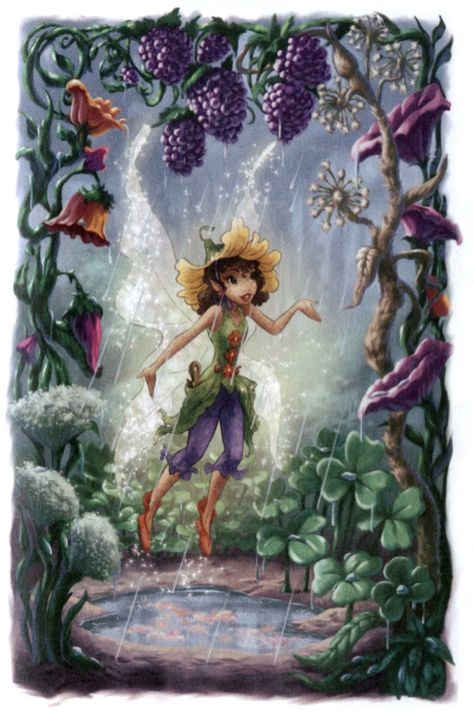 Tinker Bell Book Illustrations, Disney Fairies Art, Rainy Garden, The Art Of Disney Fairies, Art Of Disney Fairies, Disney Faries, Disney Fairies Pixie Hollow, Art Of Disney, Tinkerbell And Friends