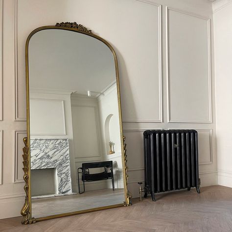 Victorian Hallway Mirror, Arched Window Mirror, Antique Gold Frame, Victorian Hallway, Mirror Side Table, Apartment Vibes, Statement Mirror, Hallway Mirror, Mirrored Coffee Tables