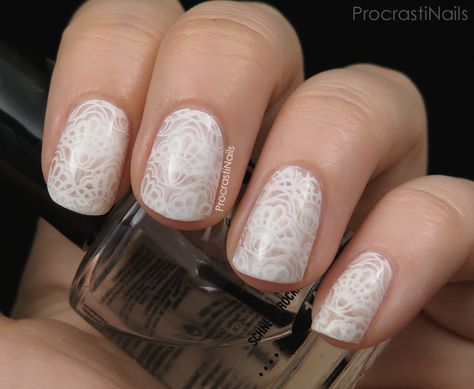 Stamp Nails, Stamping Nail Art, White On White, Milky White, Nail Arts, Nails Art, Beautiful Nails, White Lace, Nail Art