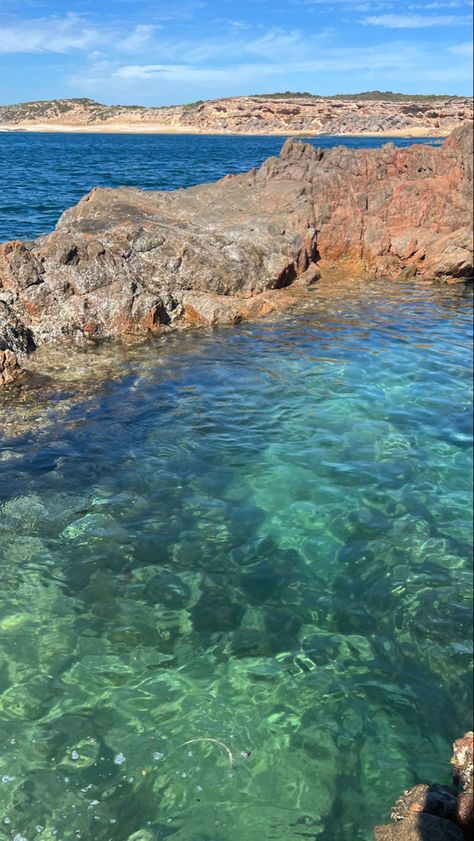 Beach, crystal clear water, rock pool, summer, coastal Rock Pool Aesthetic, Tiny Glade, Clear Beaches, Rock Beach, Fav Place, Underground Homes, Clear Blue Water, Ocean Rocks, Mermaid Aesthetic