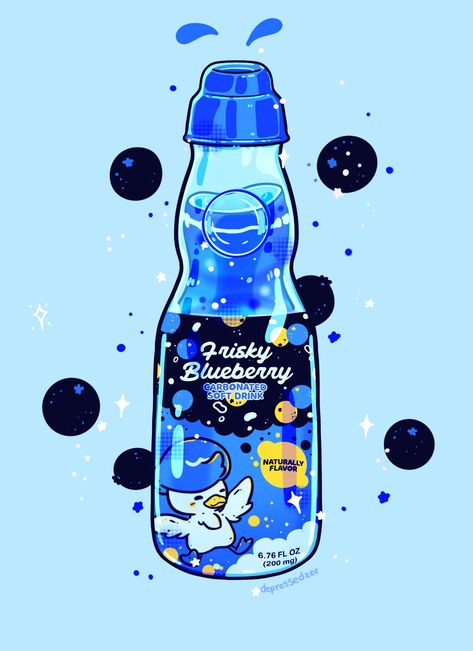 Quaxly Pokemon Ramune Blueberry Aesthetic Drink Drawing, Fantasy Snacks, Cute Drink Drawings, Pokemon Food Drawing, Alabaster Aesthetic, Ramune Drawing, Cute Pokemon Art Kawaii, Pokemon Food Art, Quaxly Pokemon