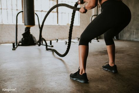 Sportive woman doing a battle rope in a gym | premium image by rawpixel.com / Felix Gym Rope, Black And White Wallpaper Iphone, Steady State Cardio, Workout Room Home, Home Gym Garage, Low Intensity Workout, Gym Photos, Battle Ropes, Jump Squats