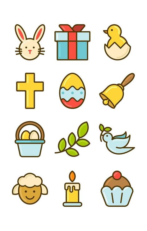 Set of Happy Easter Icons Easter Logo, Routine Board, Easter Icons, Easter Vector, Easter Happy, Vector Texture, About Easter, Easter Sunday, Happy Easter