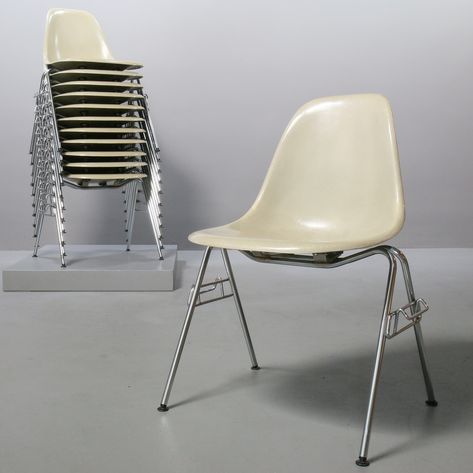 Listed on VNTG.com: Charles Eames for Herman Miller Grey Yellow YG Fiberglass DSS chair | #vntg #vintage Eames Side Chair, Eames Dsw, Black Dining Room Chairs, Black Dining Room, Shell Chair, Ray Eames, Charles Eames, Charles & Ray Eames, Herman Miller