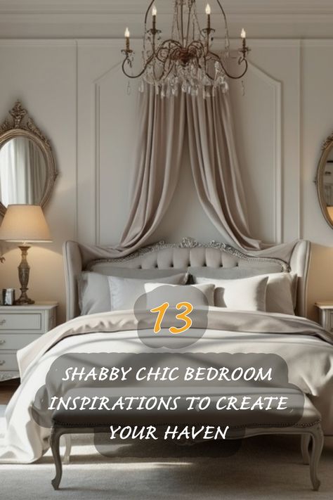 Step into a world of elegance and comfort with these 13 shabby chic bedroom inspirations. I love how the soft color palette and vintage details create such a serene haven. From plush bedding to delicate textiles, each element blends seamlessly to make a cozy retreat that feels like a dream. Let me show you how to transform your bedroom into a tranquil escape! French Country Bedrooms Decorating Ideas Toile Bedding, French Country Bedrooms Decorating Ideas, Farmhouse Shabby Chic Bedroom, Shabby Chic Bedroom Ideas, Vintage Shabby Chic Bedroom, Chic Bedroom Ideas, Shabby Chic Ideas, Japandi Dining Room, Organic Modern Kitchen