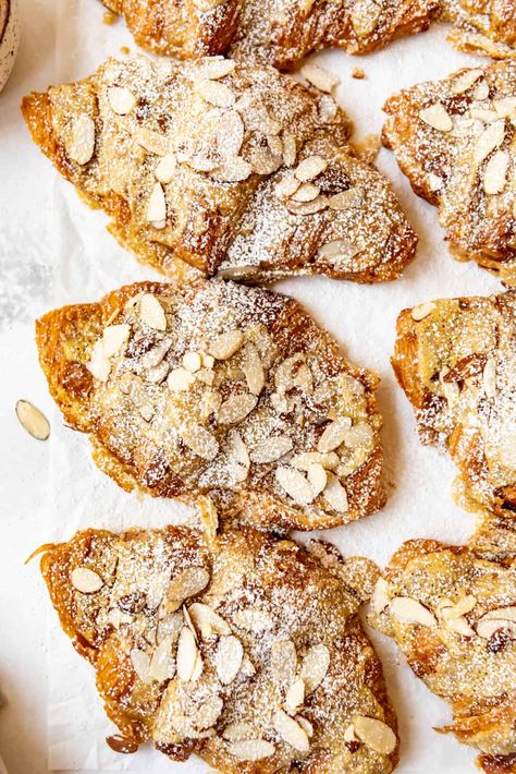 Easy Almond Croissant, Almond Croissant Recipe, Leftover Croissants, Crossiant Recipes, Bunco Food, Almond Paste Recipes, Croissants Recipe, Almond Croissants, Almond Butter Recipes