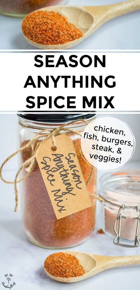 Use this healthy Season Anything Spice Mix for all your grilling, cooking meats, and roasting veggies. It's a paleo, real food, keto, MSG-free seasoning blend that's awesome on chicken, pork, fish, steak, veggies, and more! #allthenourishingthings #spices #herbs #grilling #chickenrecipes #spiceblend #homemade Steak Veggies, Fish Steak, Homemade Dry Mixes, Dry Rub Recipes, Homemade Spice Mix, Spice Blends Recipes, Food Keto, Meat Seasoning, Spice Mix Recipes