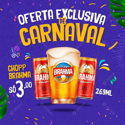 Baixar Post Cerveja Oferta Exclusiva de Carnaval Social Media PSD Editável.zip no Designi. Post Carnaval, Long Neck, Media Design, Media Post, Social Media Design, Social Media Post, Packaging Design, Packaging, Social Media