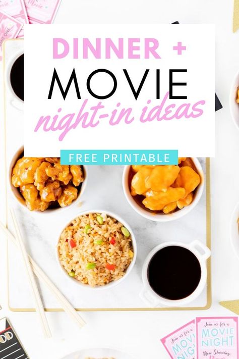 Your family will love staying in with this cute little Dinner and Movie Night DIY Takeout Night. We even created a Free printable movie ticket too! #movienight #takeout #generaltsos #asiannight #sweetandsour Movie Night Dinner Ideas, Night In Ideas, Buffet Style Dinner, Movie Night Dinner, Dinner Choices, Disney Recipes, Movie Ticket, Family Style Meals, Home Meals