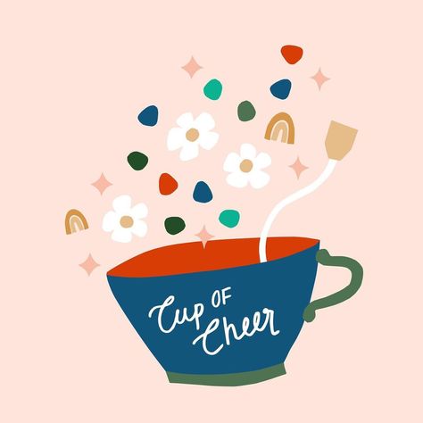 Cheer Illustration, Emotional Illustration, Have A Cup Of Cheer, Cup Illustration, Food Illustration Design, Cup Of Cheer, Pro Create, Inspirational Illustration, Celebrate Good Times