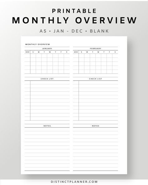 Printable Meal Planner Monthly, Plan Calendar, Work Planning, Intake Form, Undated Monthly Planner, Monthly Overview, Calendar Layout, A5 Printables, Bullet Planner