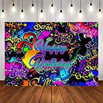 Check this out! Graffiti Birthday, Hip Hop Background, Hip Hop Birthday Party, Retro Birthday Parties, Neon Graffiti, Hip Hop Birthday, Throwback Party, House Party Decorations, Painted Backdrops