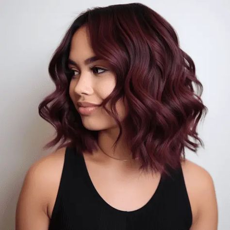 Dark Red Hair Color Ideas, Short Burgundy Hair, Red Bob Hair, Red Balayage Hair, Red Hair Color Ideas, Dark Red Hair Color, Cherry Red Hair, Wine Red Hair, Short Red Hair